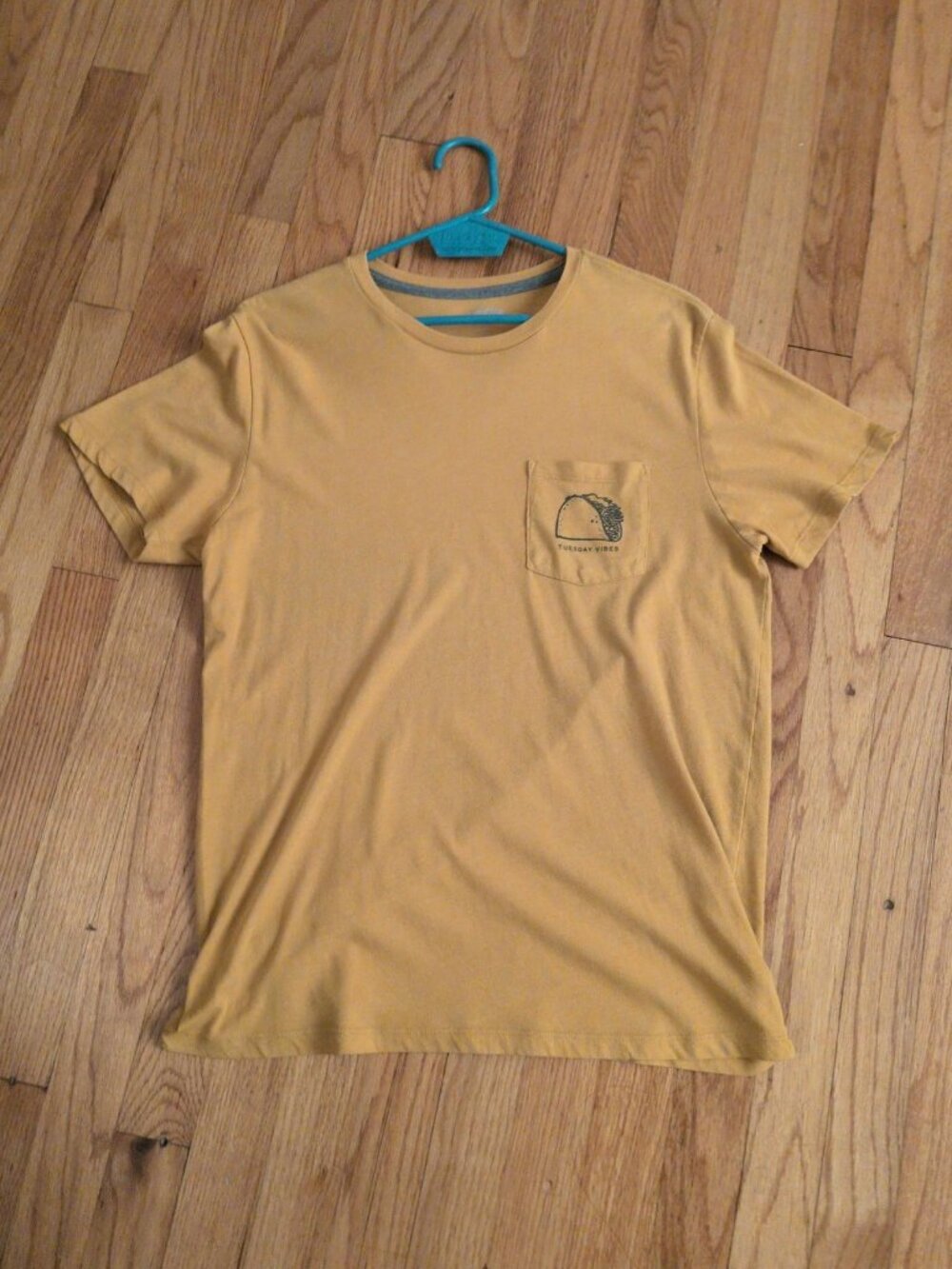 Yellow Pocket T-Shirt with Taco Tuesday vibes Graphic